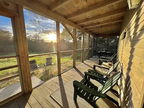 Sunset view from screened in porch