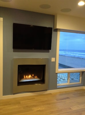 1080P Big Screen TV with linear fireplace