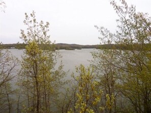 view of the lake from the main floor deck