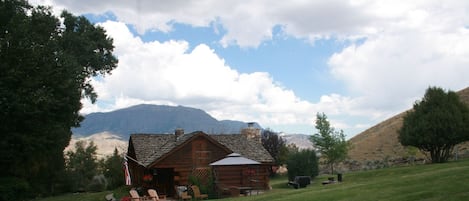 Historical Cabin with Jim Mountain in the background.