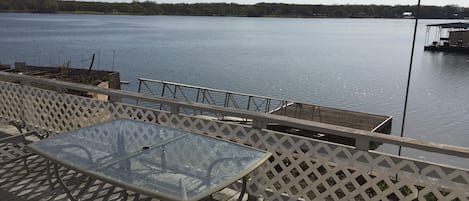 View of dock and lake from deck