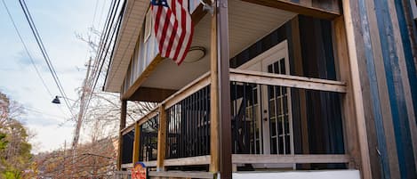 Beautiful front patio overlooking downtown Chimney Rock