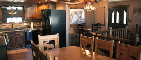 Dining Area, Elk antler chandeliers