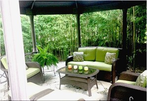 Gazebo with Privacy Wall enclosing Back Yard - perfect for relaxing!
