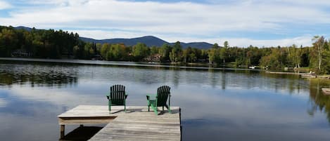 lake view and dock from back yard