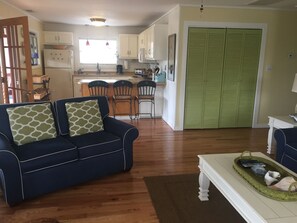 View from living room into the kitchen