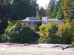 view from the private beach at low tide