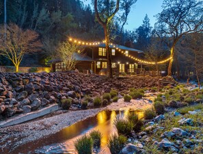 Back of property at dusk