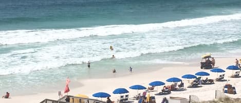 Beach view from balcony and bedroom window