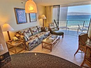 Enjoy the weather and view from the sofa or the lanai.
