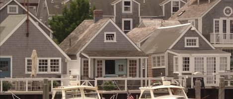 Condo is door/window in center background, behind North Wharf cottages