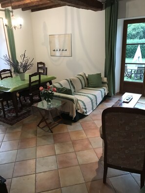 living room and garden