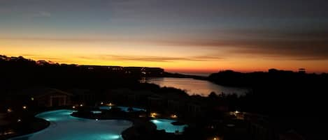 Amazing sunsets with the 4 pools, red fish lake & ocean all in one amazing view