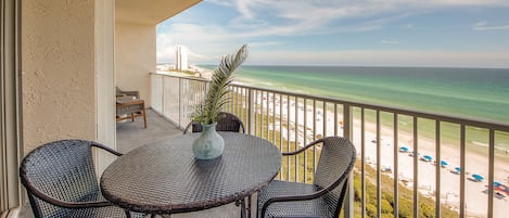 Patio with table for four and two chairs/table for relaxing