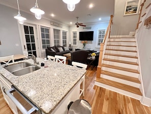 Kitchen looking into living area