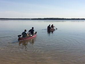 Row all the way to Lake Michigan! 1 canoe & rowboat, 2 two-person kayaks