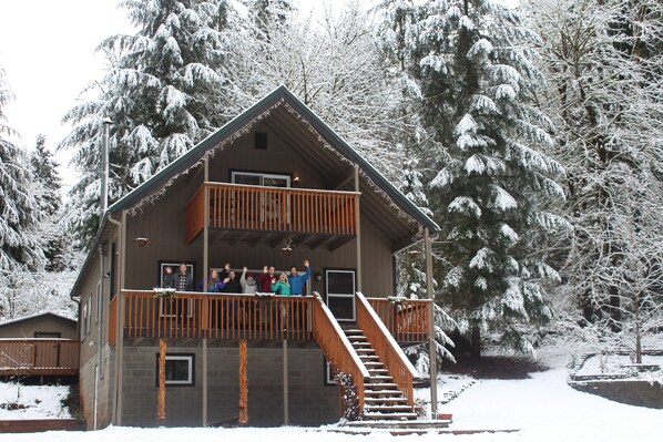Front View on New Years Day 2017, We enjoyed  an uncommonly  snowy day.