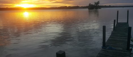 Sunset from our private dock. Dock has been renovated.