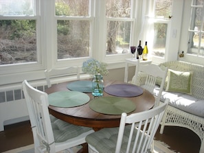 The sun room which is just off the kitchen.