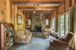 Front sitting room with heated stone floor