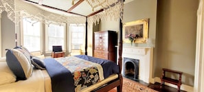 Upstairs Queen Suite with Beautiful Canopy Bed and High Boy Dresser