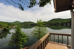 Sweeping views of Lake Burton and the surrounding North Georgia mountains,