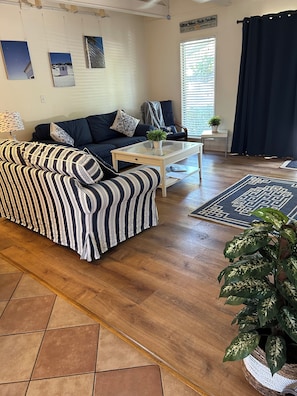 Living room with queen sleeper sofa