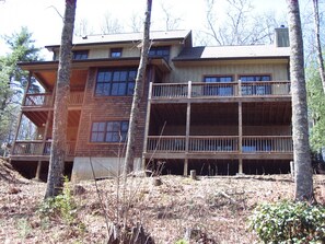 Rear view of the house overlooking the lake.