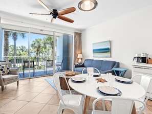 New dining set with great natural light throughout the open concept living area