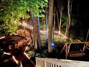 Stairs down to fire pit overlooking Hornbuckle Creek