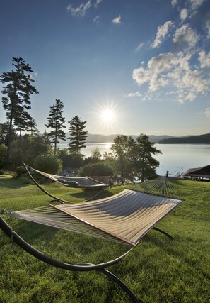 Relax on the hammocks with a good book!