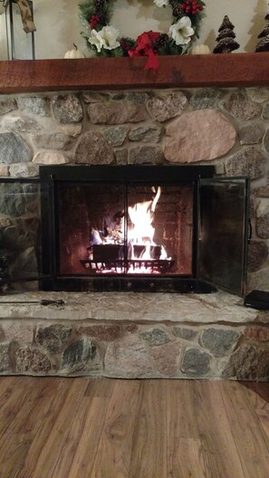 Wood burning fireplace
