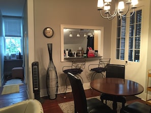 View of dining room into kitchen