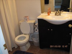 One of three bathrooms