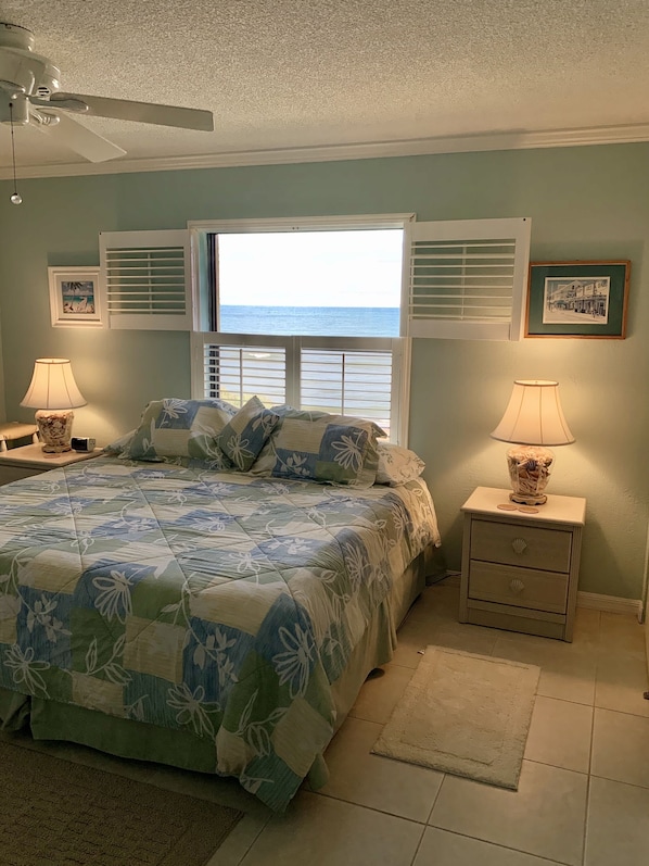 Watch the waves from the your king sized bed in the master bedroom!