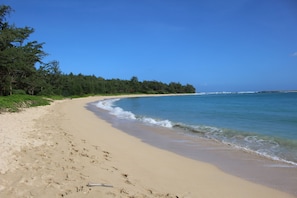 Steps to Hukilau Beach right across the street