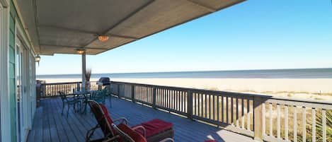 Ocean view from the spacious oceanfront deck
Accessed from the main living area of the home or an outdoor staircase 
(Top floor)