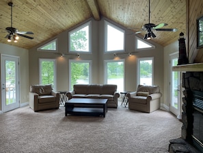 Upstairs Living Room overlooking Lake Chickmagua - Porch off both sides of room