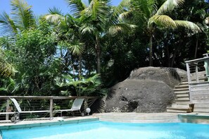 The swimming pool, just down the stairs from the flat.