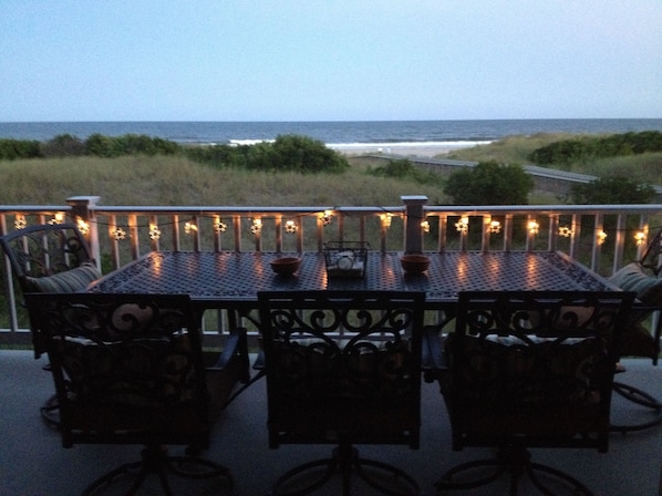 The best in alfresco dining!  Large oceanfront deck 2nd floor off living room