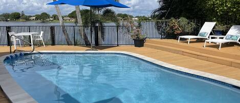 Our All NEW POOL! HEATER IS ALSO A CHILLER! 6 CHAISE-5 Umbr- Seats For14
Fence
