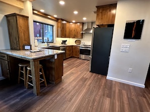 new flooring and part of newly remodeled kitchen.
