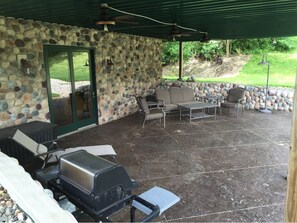 Relax On The Lower Patio with Ceiling Fans to Keep You Cool