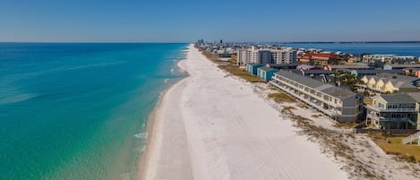 A gorgeous View of our Townhomes and the snow white sand and Gulf of Mexico