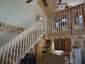 Log stairs to loft