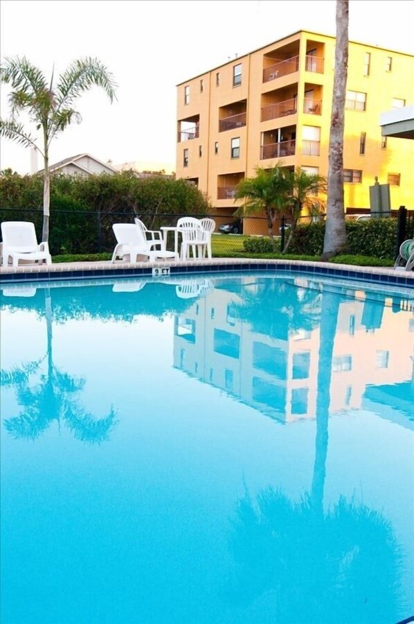 The pool. Our condo is the upper left 2 floors. The pool has its own bathroom