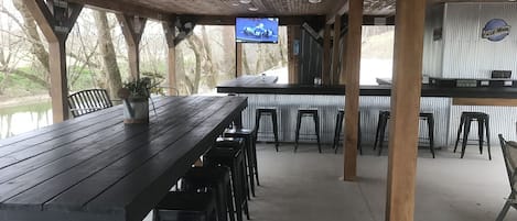 Outside bar area with TV