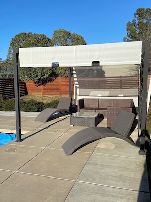 New pergola adjacent to pool.  Upgraded in 2020.