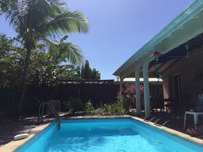 VIEW OF POOL BEFORE IRMA. (2017- NOTICE HOW STRAIGHT THE PALM TREE IS)