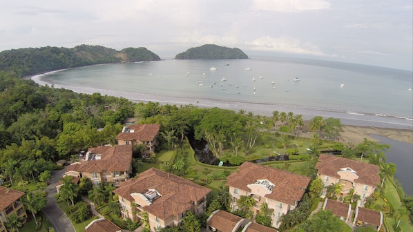Drone view of property